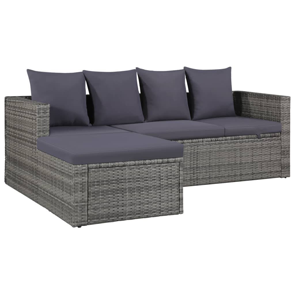 Vidaxl - Salon de jardin 4 pcs avec coussins Résine tressée Gris vidaXL 43956 - Image 2