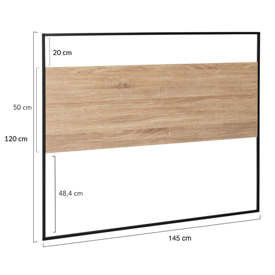 Tête de lit avec fixations murales DETROIT 145 cm bois et métal noir design industriel - Image 4
