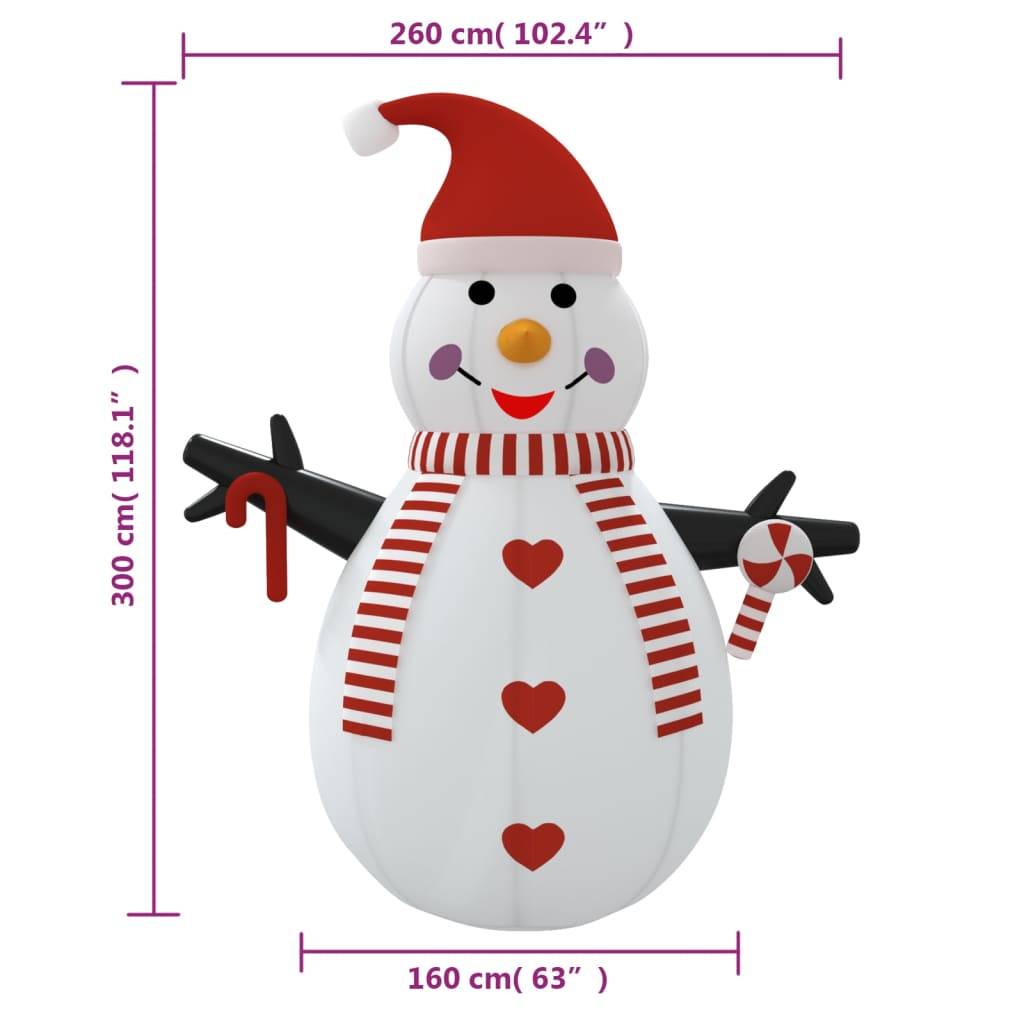 Vidaxl - Bonhomme de neige gonflable avec LED 300 cm vidaXL 345376 - Image 3