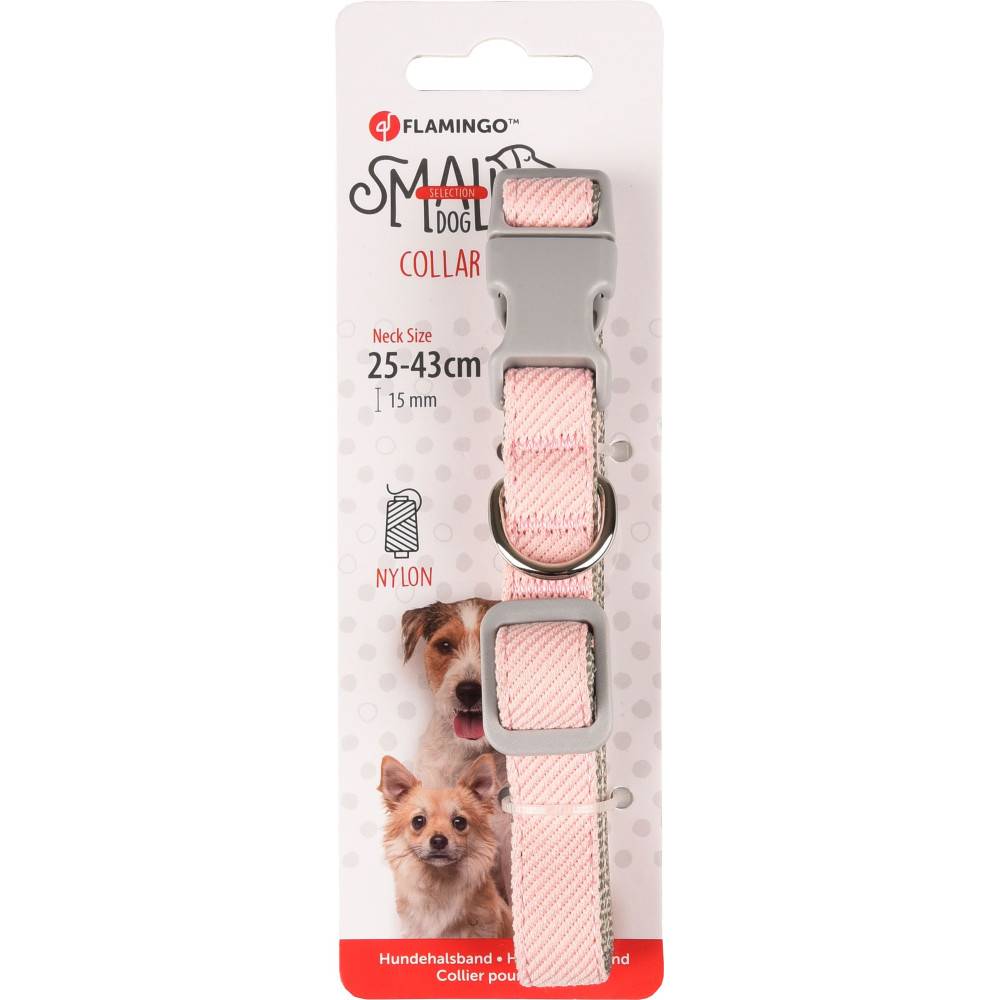 Flamingo - Collier Small dog rose . réglable de 25 à 43 cm x 15 mm. pour chiens. - Image 2