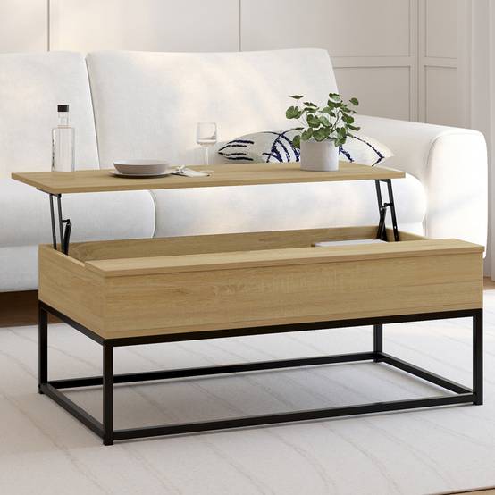 Table basse plateau relevable rectangulaire DETROIT design industriel - Image 1