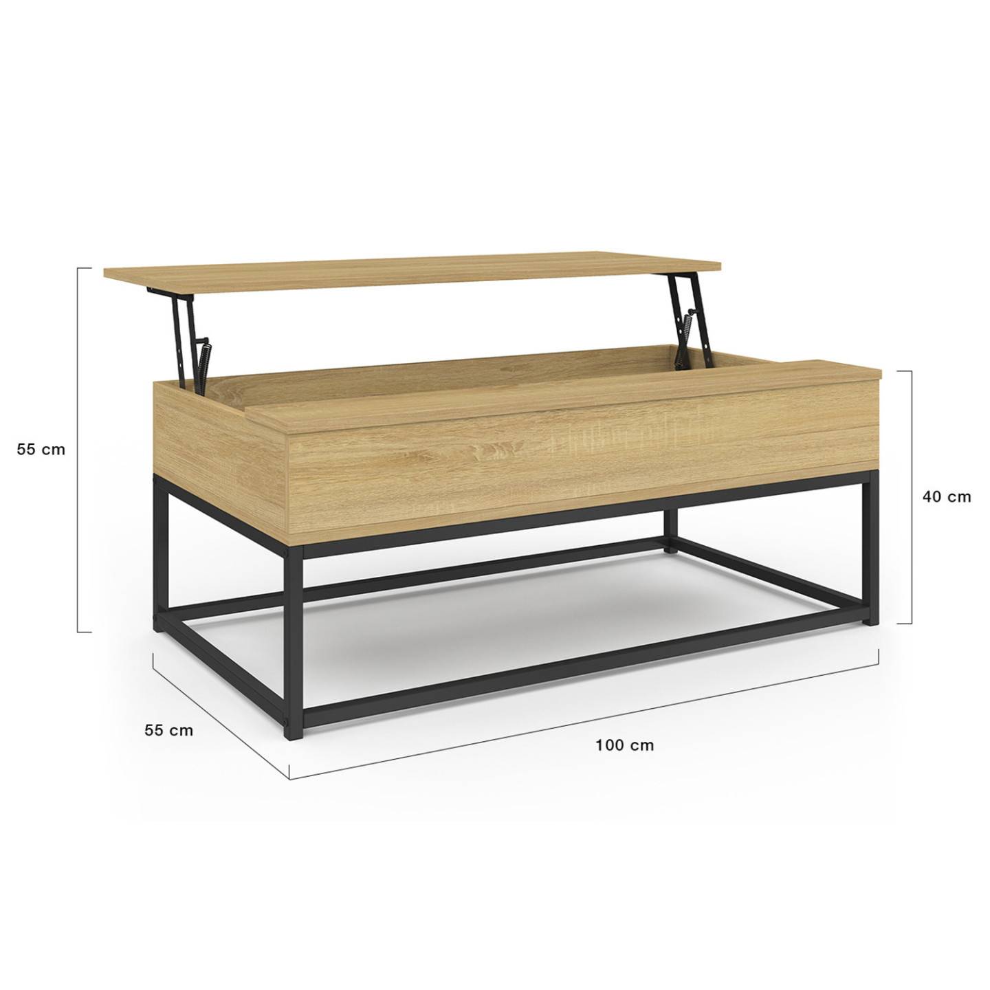 Table basse plateau relevable rectangulaire DETROIT design industriel - Image 4