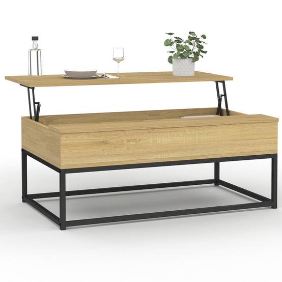 Table basse plateau relevable rectangulaire DETROIT design industriel - Image 2