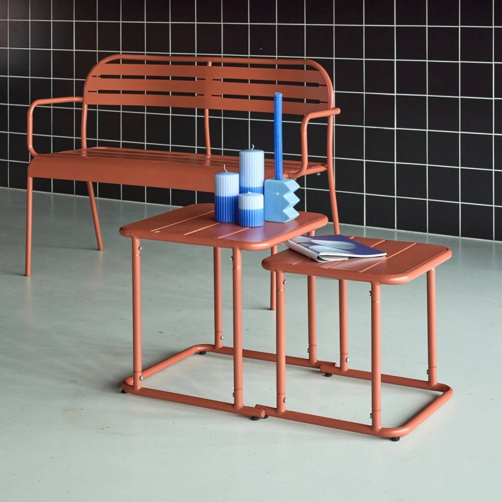 sweeek - Table gigogne extérieure carrée en acier 45cm terracotta - Amélia | sweeek - Image 1