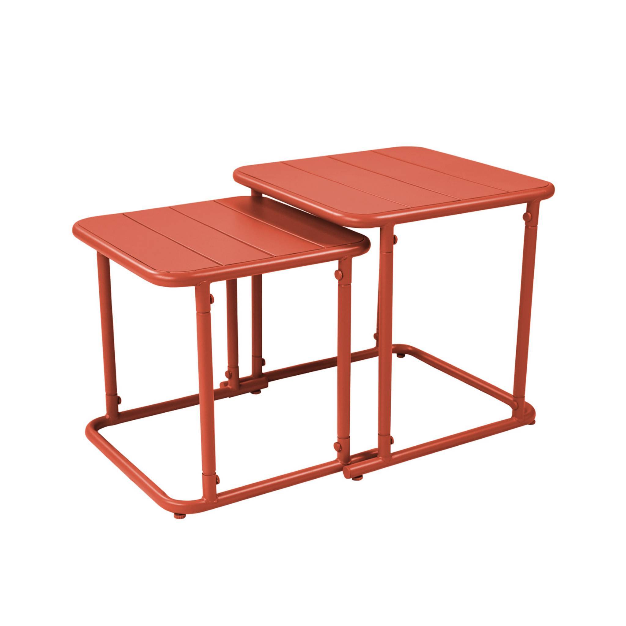 sweeek - Table gigogne extérieure carrée en acier 45cm terracotta - Amélia | sweeek - Image 2
