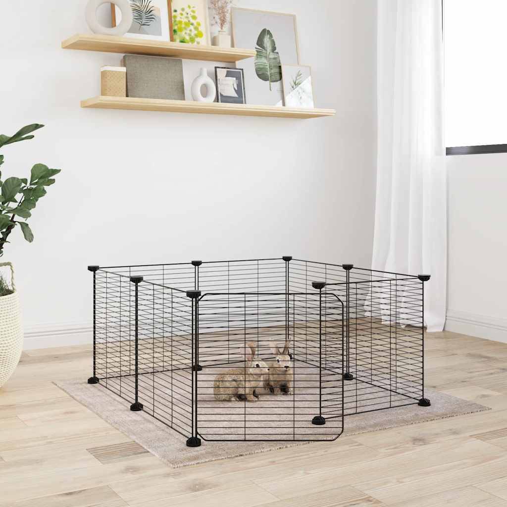 Enclos 8 panneaux acier avec porte pour rongeurs maille fine Noir – ComfortXL Outdoor Living