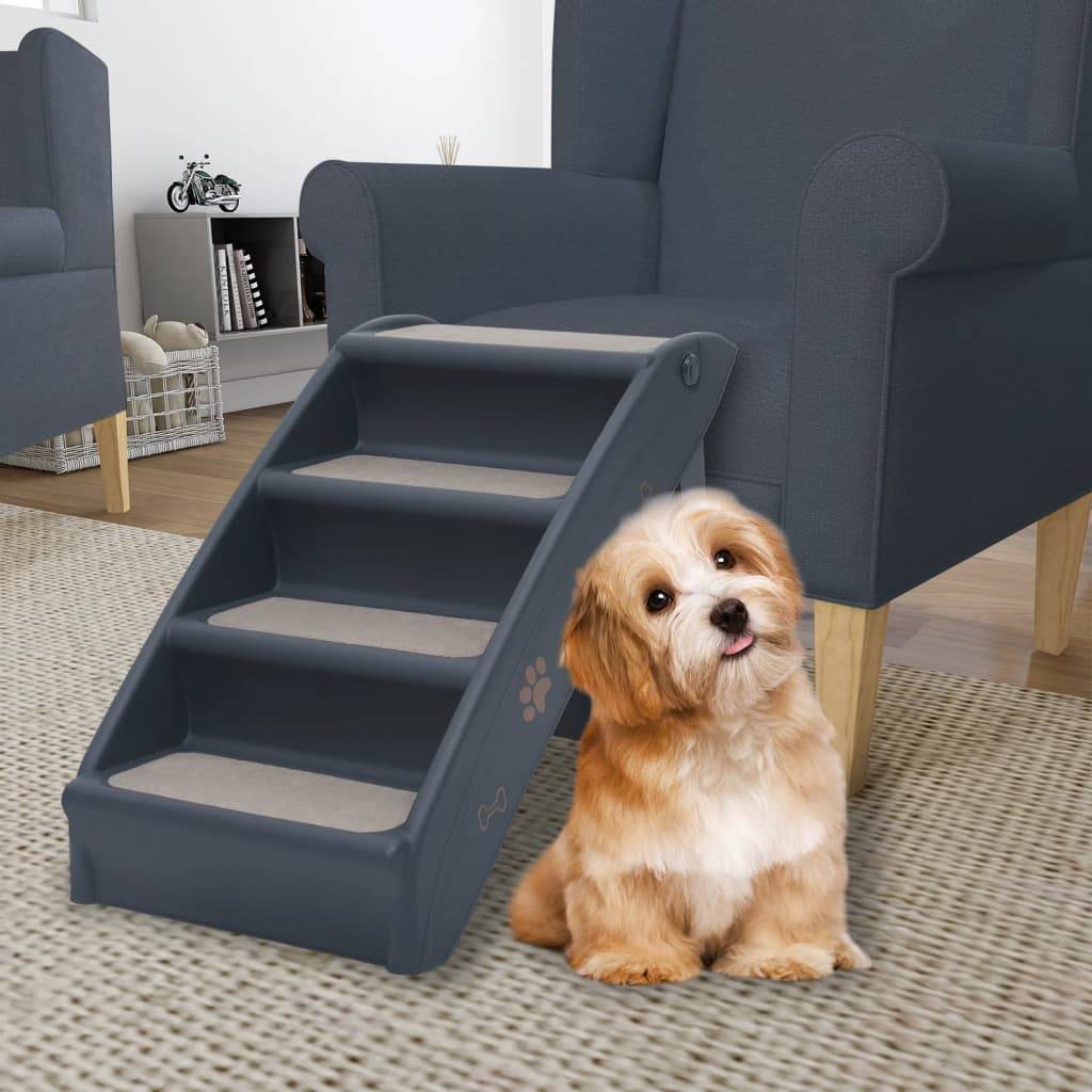 Vidaxl - Escalier pliable à 4 marches pour chiens Gris foncé vidaXL 171172 - Image 1