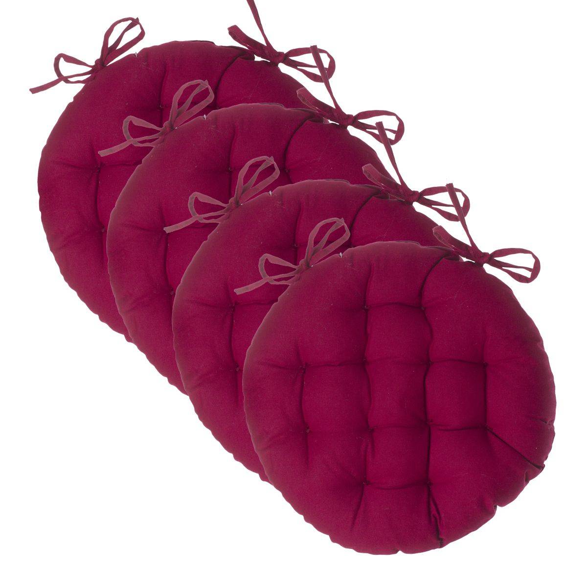Lot de 4 Galettes de chaise en Coton Rouge D 38 cm - Image 1