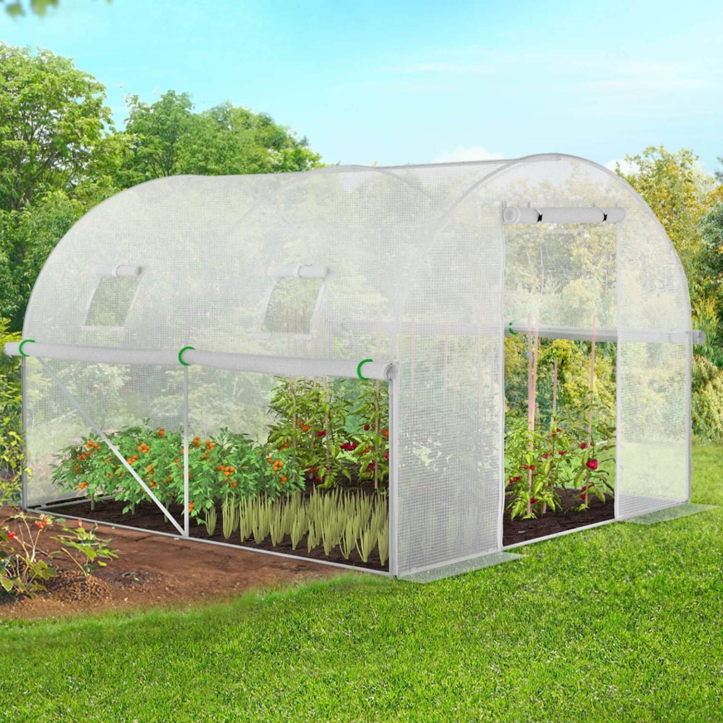 Serre tunnel de jardin 4 saisons 6M² blanche gamme maraîchère ROMA 2x3M