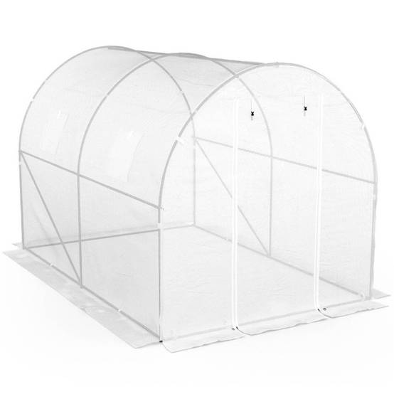Serre de jardin tunnel 6m² 3 x 2 x 2 m acier galvanisé + bâche anti-UV avec porte et fenêtres ROMA blanche toutes saisons - Image 4