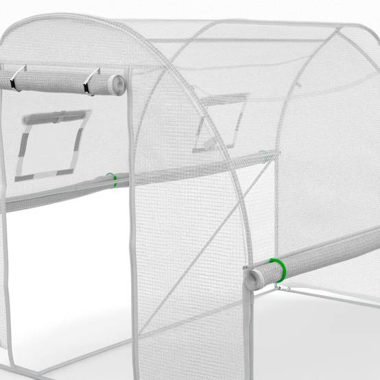 Serre de jardin tunnel 6m² 3 x 2 x 2 m acier galvanisé + bâche anti-UV avec porte et fenêtres ROMA blanche toutes saisons - Image 6