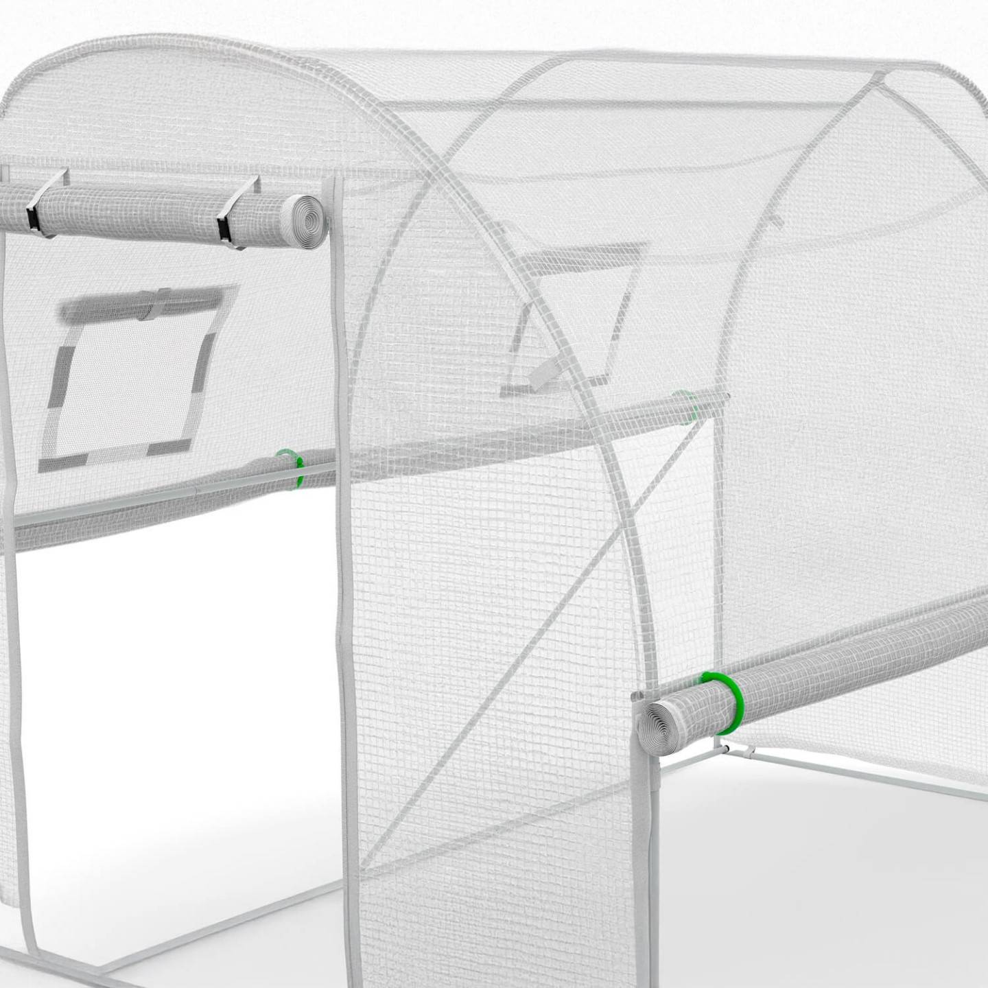 Serre de jardin tunnel 6m² 3 x 2 x 2 m acier galvanisé + bâche anti-UV avec porte et fenêtres ROMA blanche toutes saisons - Image 6