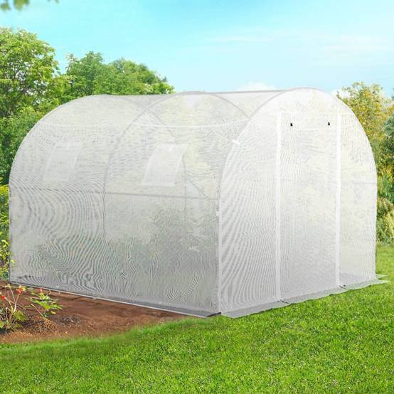 Serre de jardin tunnel 6m² 3 x 2 x 2 m acier galvanisé + bâche anti-UV avec porte et fenêtres ROMA blanche toutes saisons - Image 3
