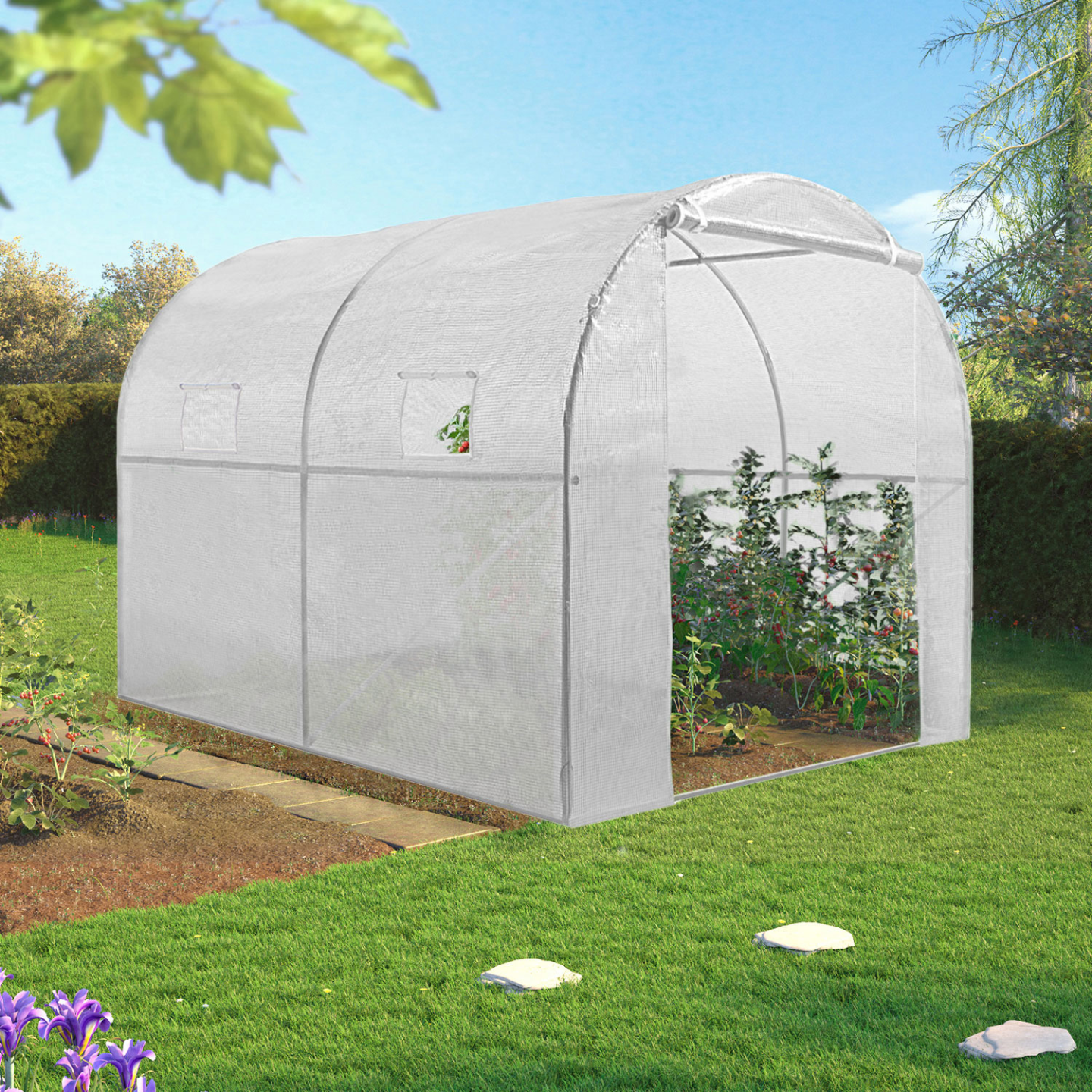 Serre tunnel de jardin 4 saisons 6M² blanche gamme maraîchère ROMA 2x3M - Image 3