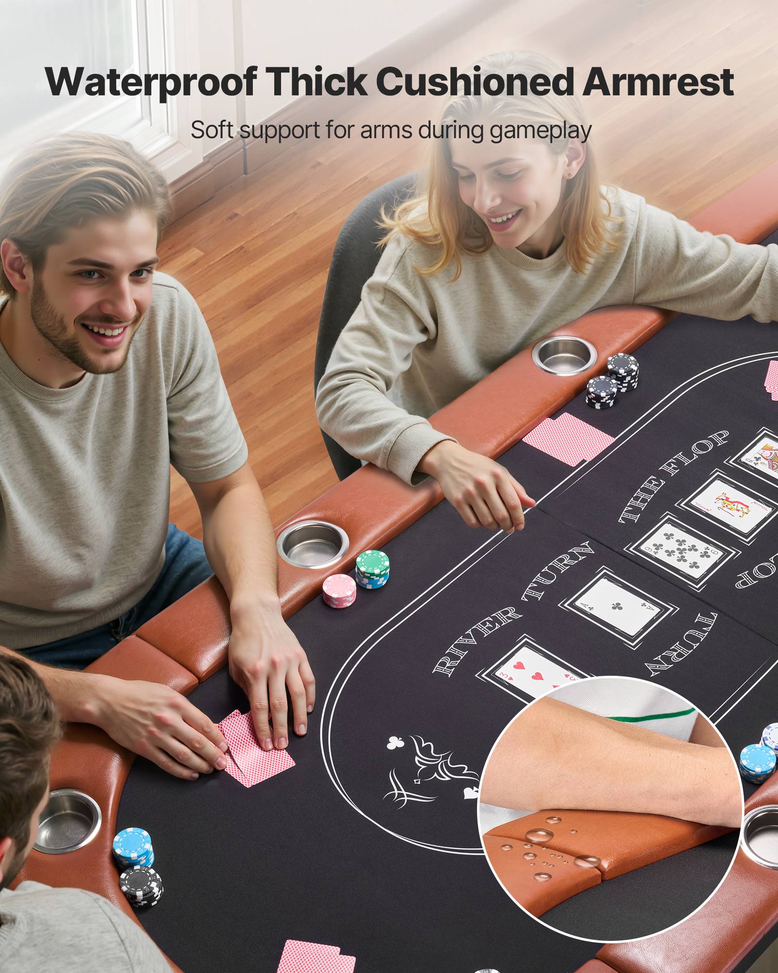 Vevor - VEVOR Table de Poker Ovale Pliable de 183 cm pour 8 Joueurs Casino Blackjack - Image 4