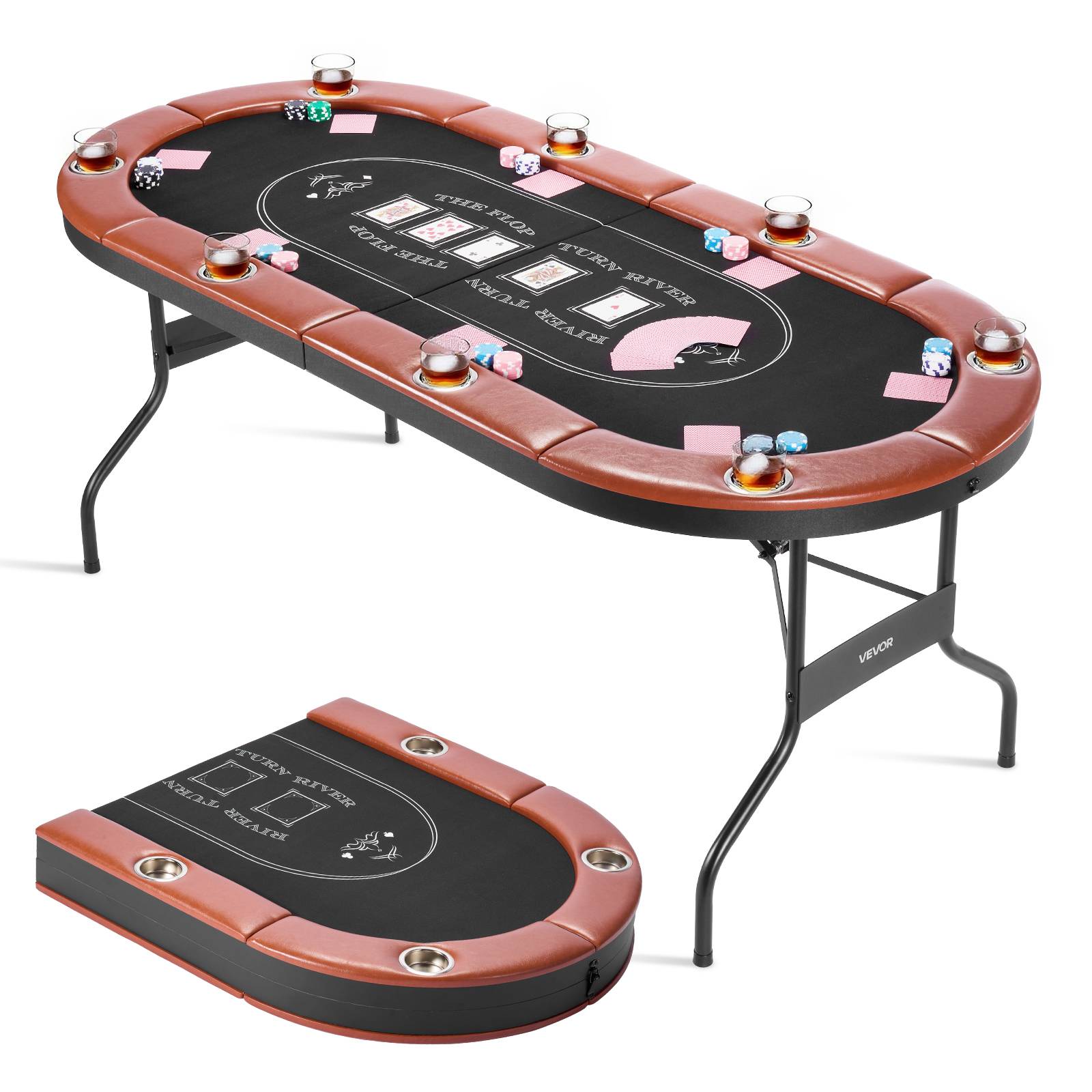 Vevor - VEVOR Table de Poker Ovale Pliable de 183 cm pour 8 Joueurs Casino Blackjack - Image 1