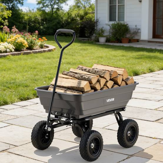 VEVOR Chariot de Jardin Basculant Chariot Benne PP Max. 272 kg Basculement à 90° - Image 8