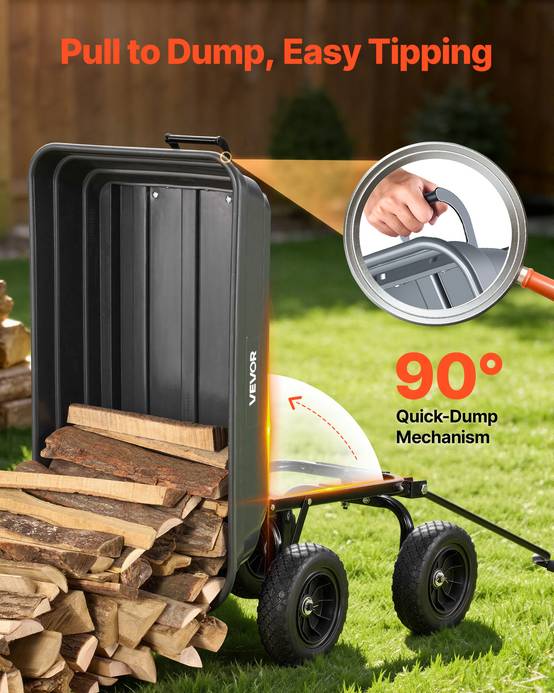 VEVOR Chariot de Jardin Basculant Chariot Benne PP Max. 272 kg Basculement à 90° - Image 4