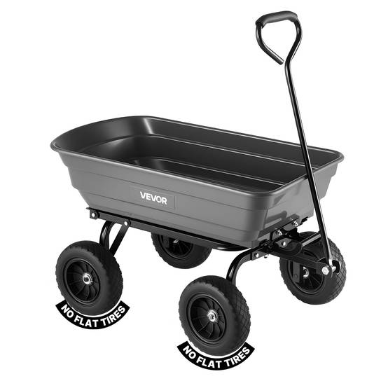 VEVOR Chariot de Jardin Basculant Chariot Benne PP Max. 272 kg Basculement à 90° - Image 1