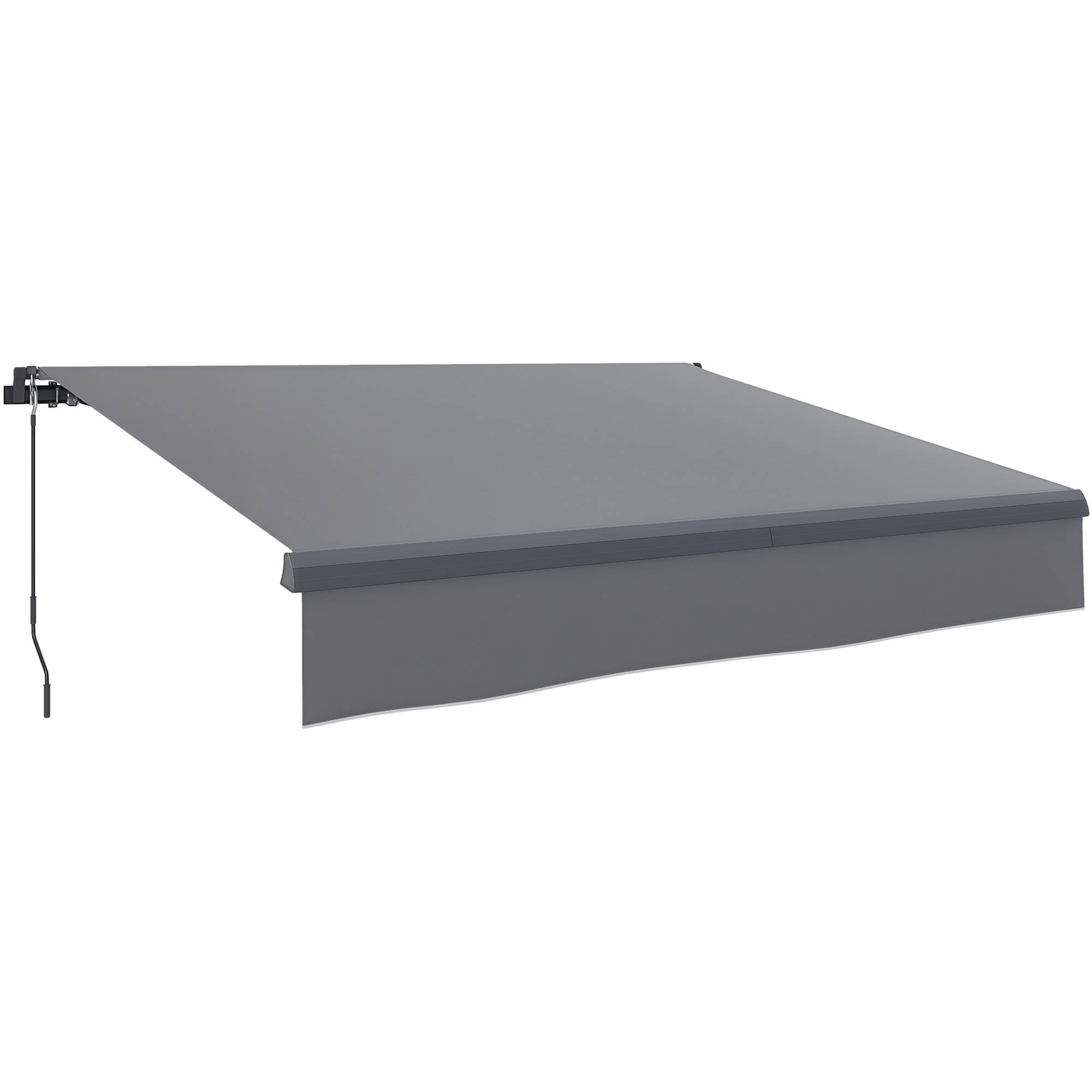 Store banne de jardin rétractable manuel à manivelle, protection UV, structure en métal et aluminium, 295 x 200 cm, gris - Image 1
