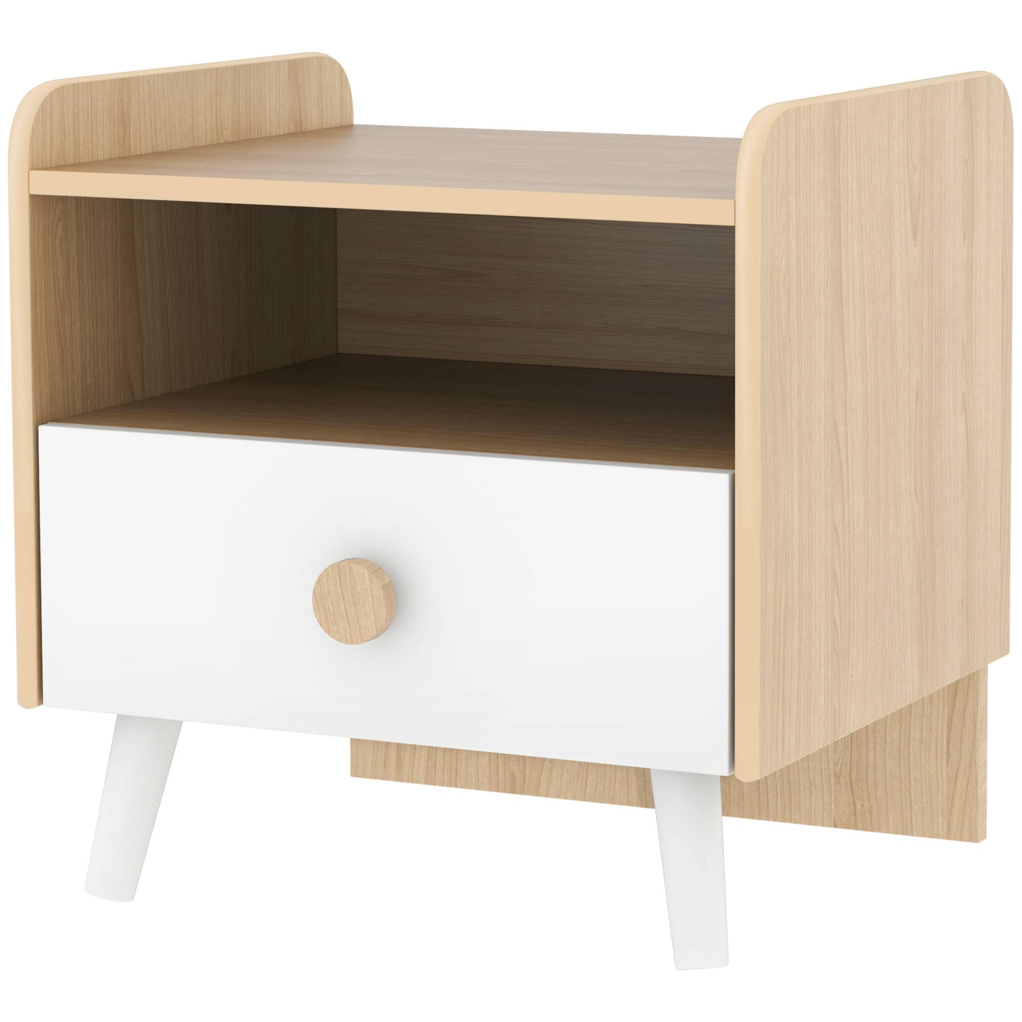 Sans Marque - Table de chevet enfant table de nuit enfant avec tiroir et niche, petite table d'appoint en bois pour chambre d'enfant - Image 2