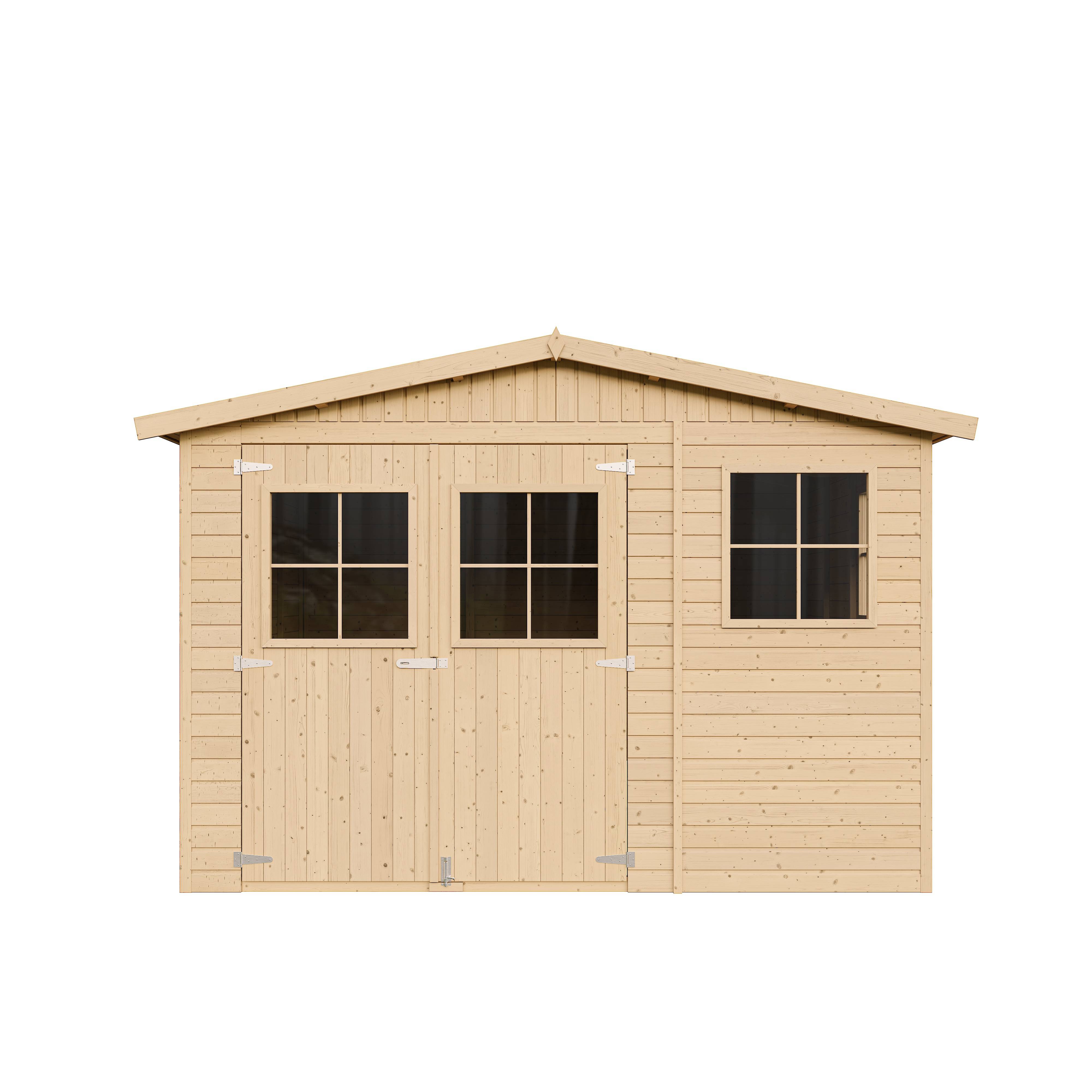 Timbela - Abri de Jardin en Bois Exterieur H226x324x416 cm/12 m² avec les planchers imprégné - 17 mm d’épaisseur - Timbela M336+M336G - Image 3