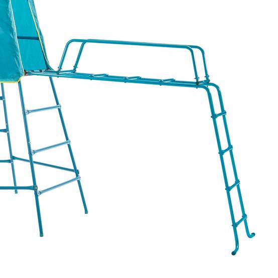 Aire de jeux métal EXPLORER TOUR bleu - tapis explorer - hublot - pont de singe - toboggan - kit d'ancrage h201 cm - Image 5