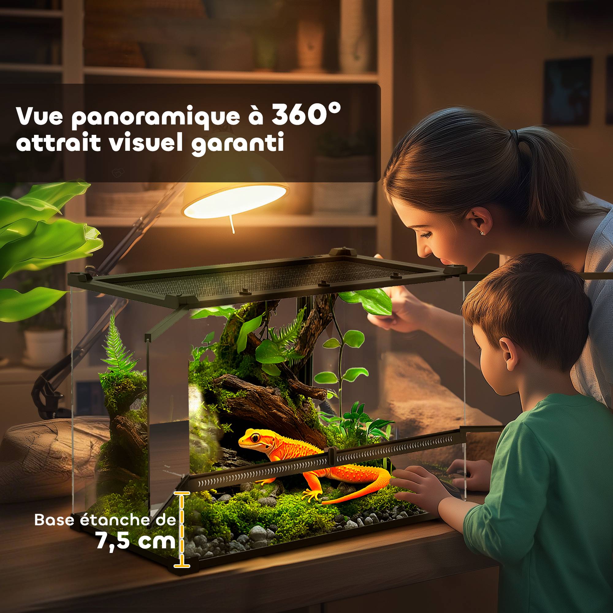 Sans Marque - Boîte à reptiles, boîte d'élevage de reptiles, fermeture sécurisée par rotation, ventilation frontale, 50x30x35cm, noir - Image 8