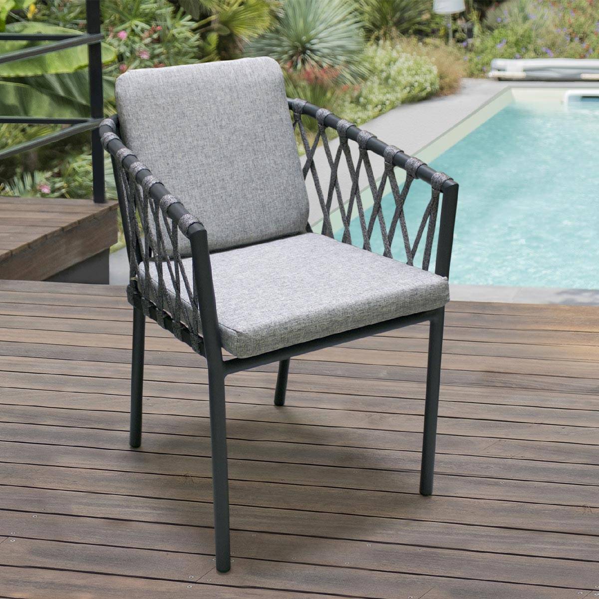 Paris Garden - Fauteuil de Jardin Empilable "Pilat" 76cm Gris Anthracite - Image 3
