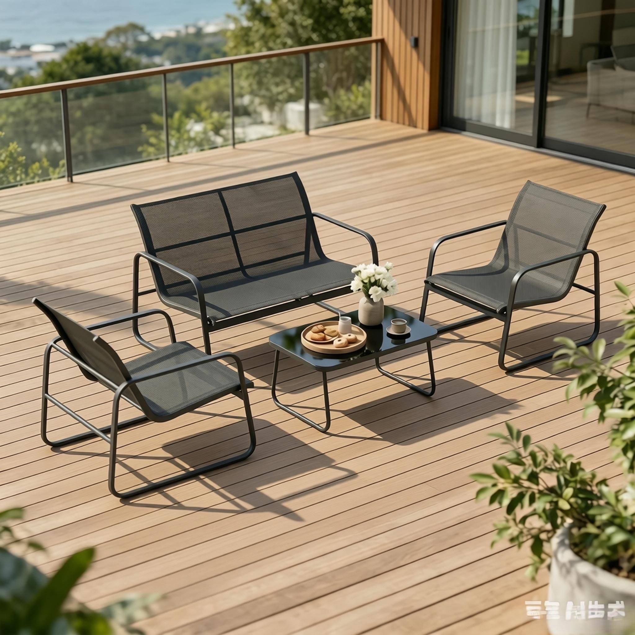 Set jardin 4 pièces acier – imperméable, anti-UV, robuste et chic - Image 4