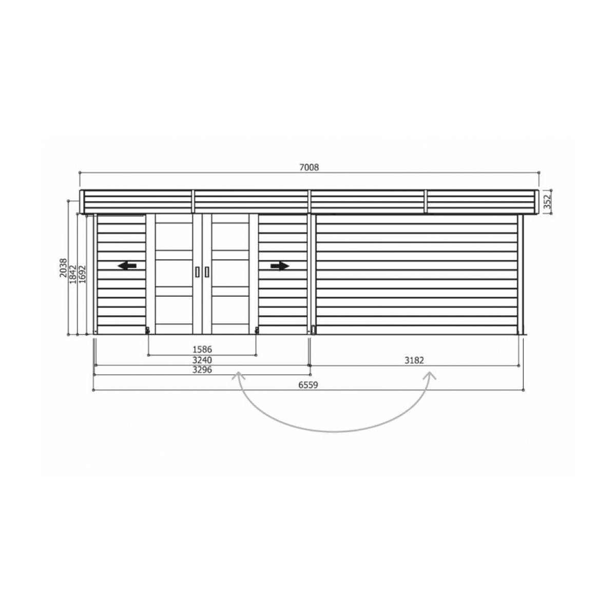 Abri de Jardin Solid Arhus en Sapin Autoclave 28 mm - 6,61 x 2,45 m - Image 2