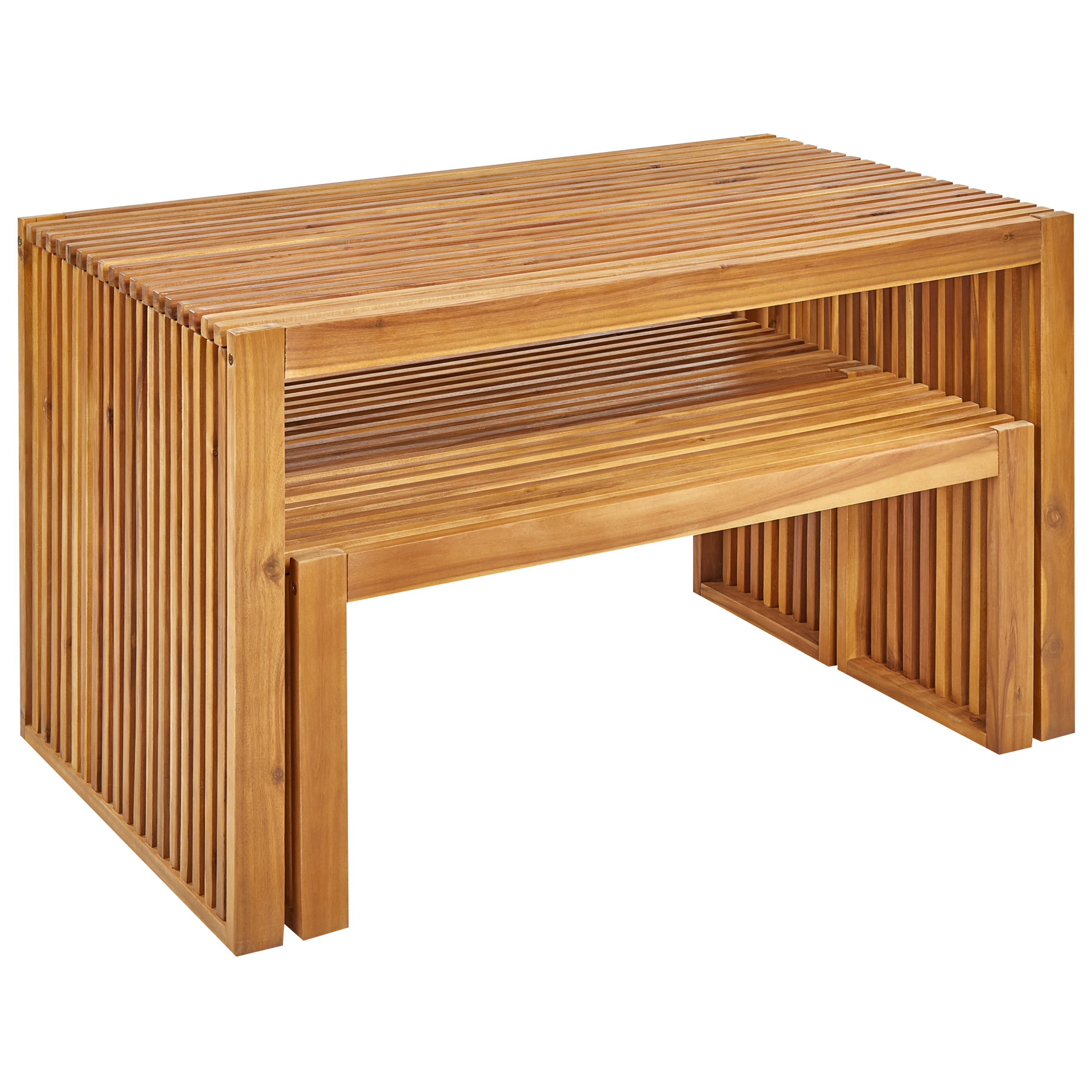 Beliani - Set de salle à manger, 4 Personnes Acacia Marron BELLANO - 120x70x70- Beliani - Image 3