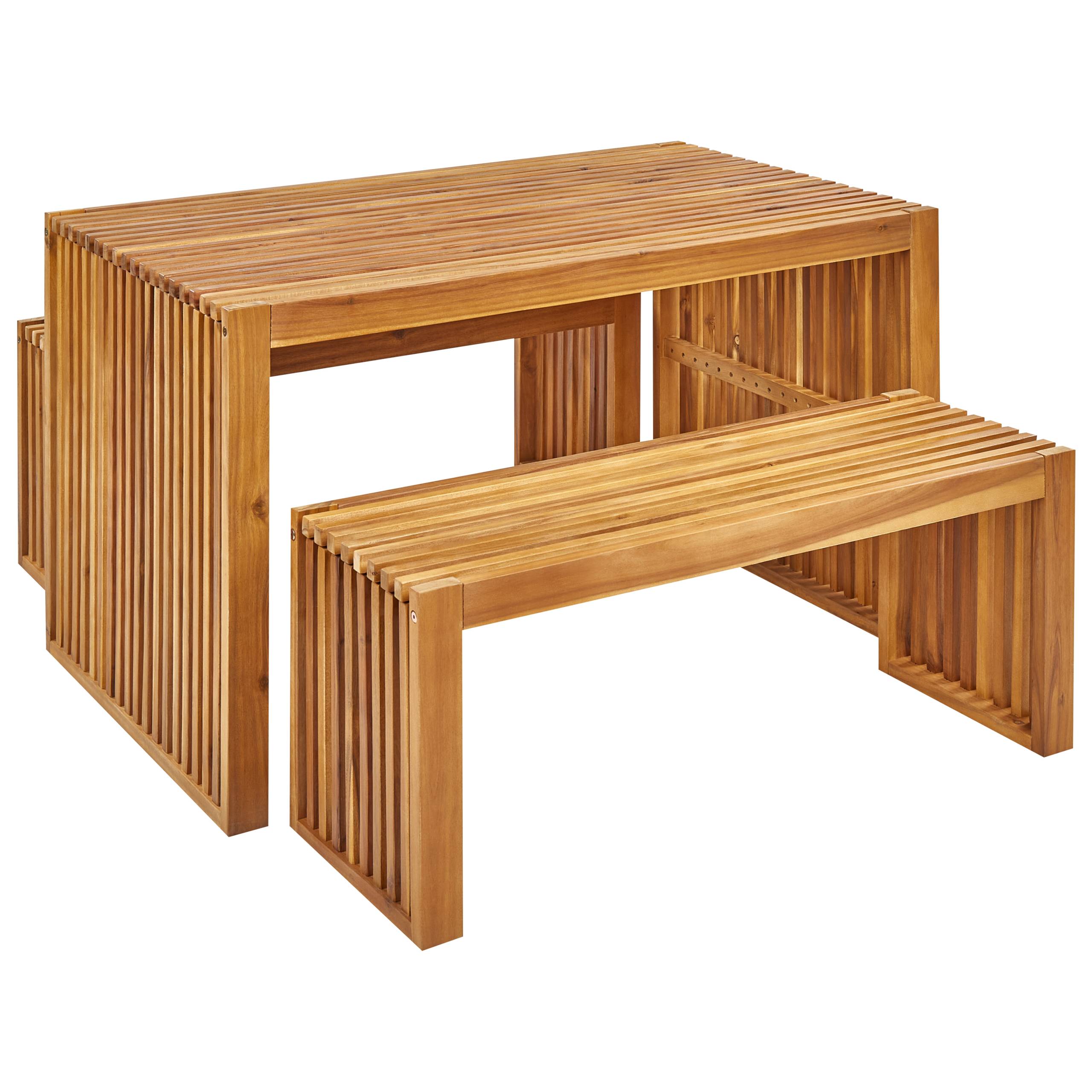 Beliani - Set de salle à manger, 4 Personnes Acacia Marron BELLANO - 120x70x70- Beliani - Image 2