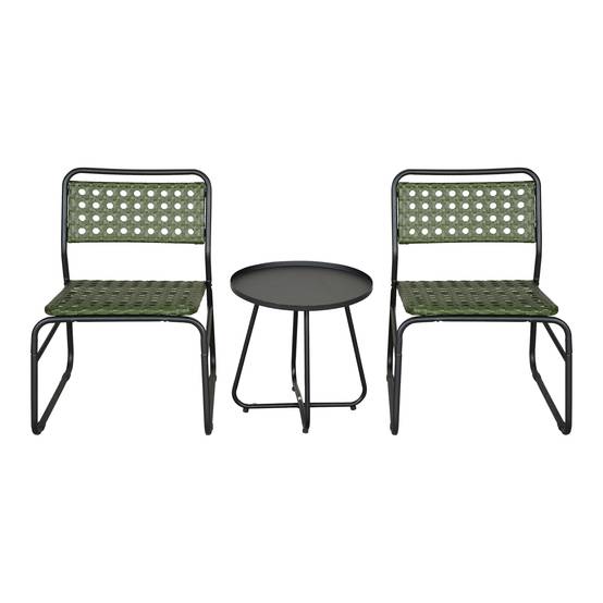 Casa.Pro - Ensemble de bistrot Brienza avec table basse et 2 chaises vert noir casa.pro - Image 5
