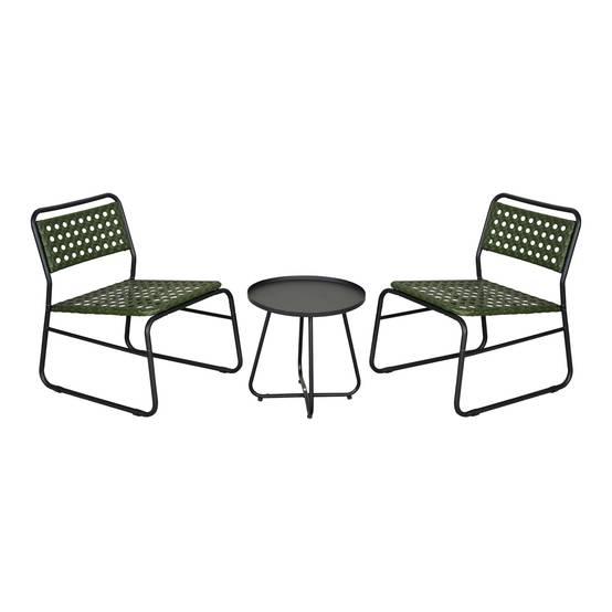 Casa.Pro - Ensemble de bistrot Brienza avec table basse et 2 chaises vert noir casa.pro - Image 1