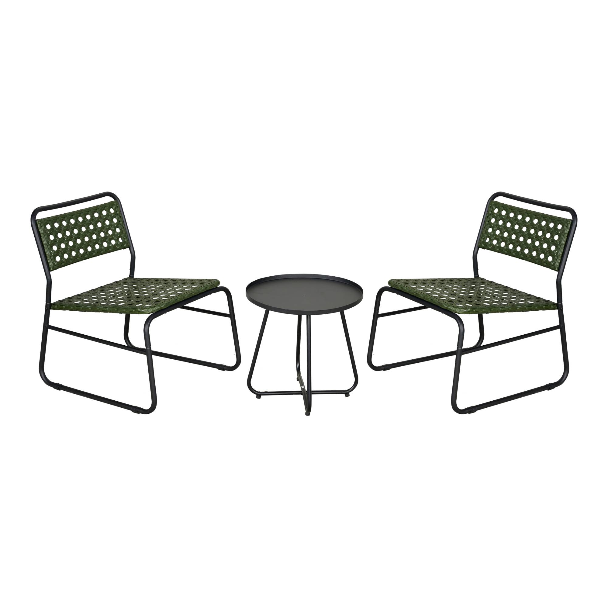 Casa.Pro - Ensemble de bistrot Brienza avec table basse et 2 chaises vert noir casa.pro - Image 1