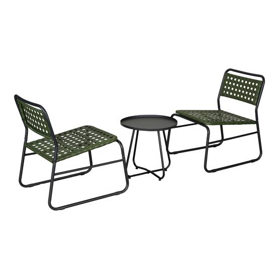 Casa.Pro - Ensemble de bistrot Brienza avec table basse et 2 chaises vert noir casa.pro - Image 4