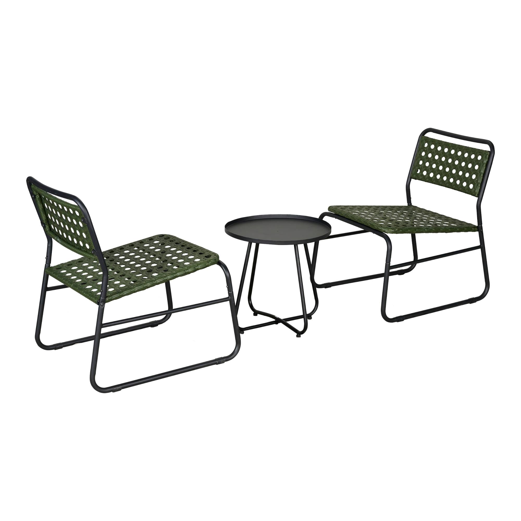Casa.Pro - Ensemble de bistrot Brienza avec table basse et 2 chaises vert noir casa.pro - Image 4