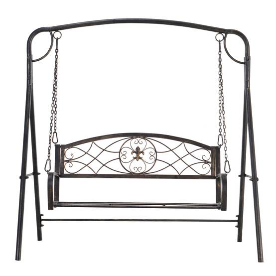 Banc à bascule métal jardin 2 places design vintage laiton 167x123x175cm - ComfortXL Outdoor Living - Image 2