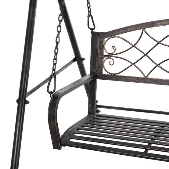 Banc à bascule métal jardin 2 places design vintage laiton 167x123x175cm - ComfortXL Outdoor Living - Image 10