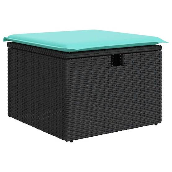 Petit Salon de Jardin 4 pcs Résine Tressée Rangement Astucieux Coussins Épais Table Appoint Intégrée Noir – ComfortXL Outdoor Living - Image 5