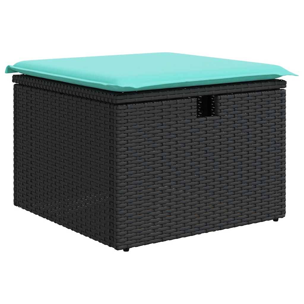 Petit Salon de Jardin 4 pcs Résine Tressée Rangement Astucieux Coussins Épais Table Appoint Intégrée Noir – ComfortXL Outdoor Living - Image 5