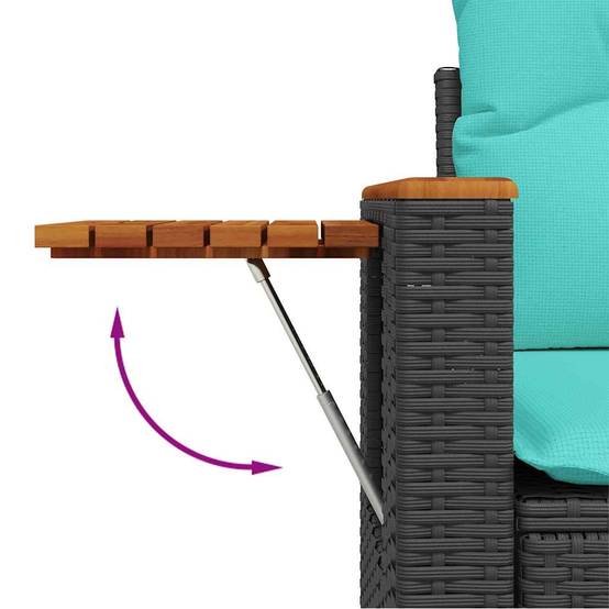 Petit Salon de Jardin 4 pcs Résine Tressée Rangement Astucieux Coussins Épais Table Appoint Intégrée Noir – ComfortXL Outdoor Living - Image 8