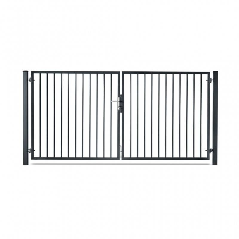 Portail barreaudé acier galvanisé passage 3m00 H 1m00 Gris anthracite - Easy Clôture - Image 1