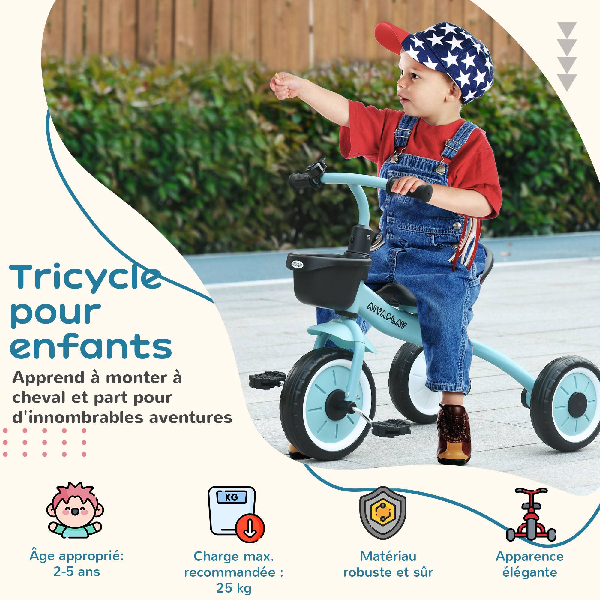 Tricycle 16 Pouces Pour Enfants 7-10 Ans – Panier Pratique, Selle Réglable, Cadre Acier – Idéal Pour Le Parc Et Les Courses