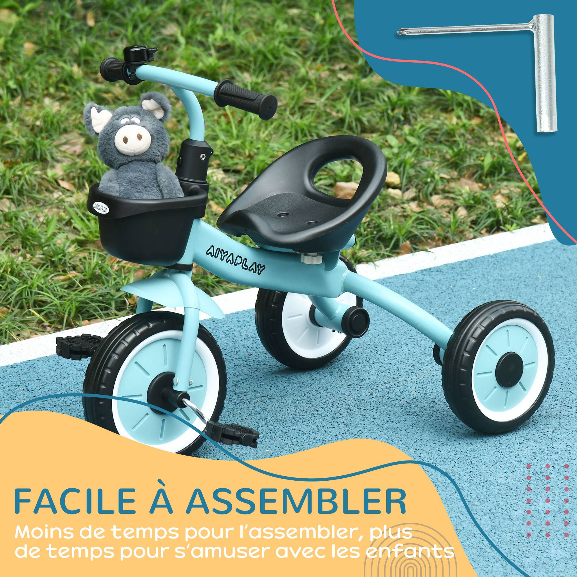 Tricycle 16 Pouces Pour Enfants 7-10 Ans – Panier Pratique, Selle Réglable, Cadre Acier – Idéal Pour Le Parc Et Les Courses