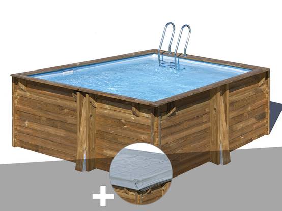 Gré - Kit piscine bois Gré Carra 3,05 x 3,05 x 1,19 m + Bâche hiver