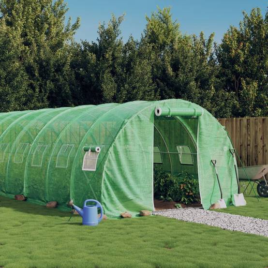 Serre de jardin 24m² - Serre de culture avec cadre en acier vert 8x3x2 m MAISON CHIC - Image 2