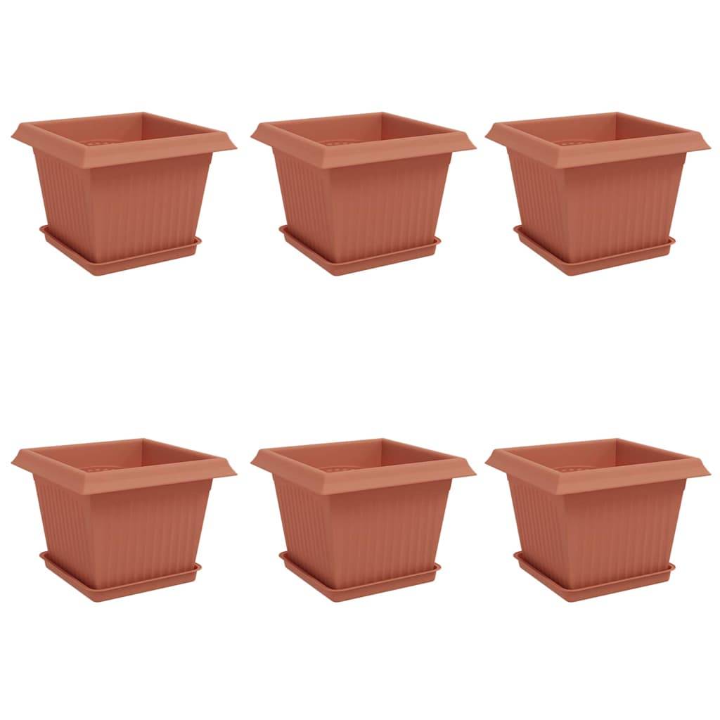 Vidaxl - Pots de plantes 6 pc Rouge brique Plastique vidaXL 3403292 - Image 2