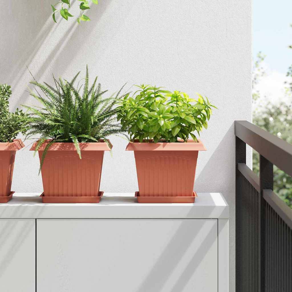 Vidaxl - Pots de plantes 6 pc Rouge brique Plastique vidaXL 3403292 - Image 1